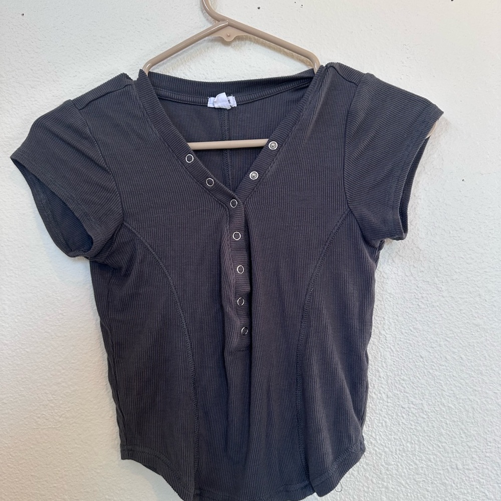 Garage Dark Gray Short Sleeve Top